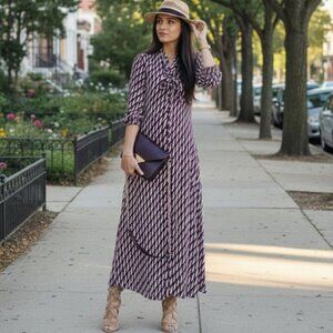 Zara Sussy Geometric Maxi Shirtdress Multicolor XS